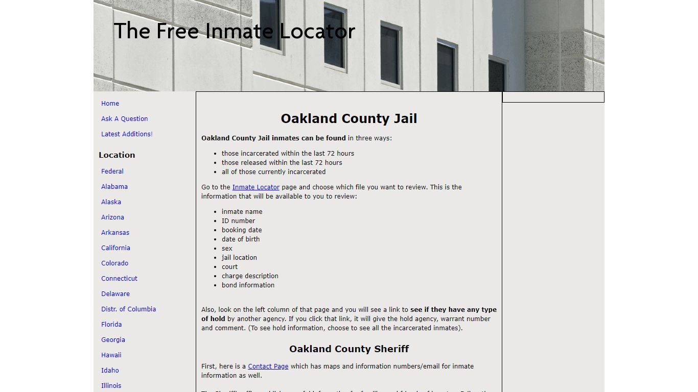Oakland County Jail - The Free Inmate Locator