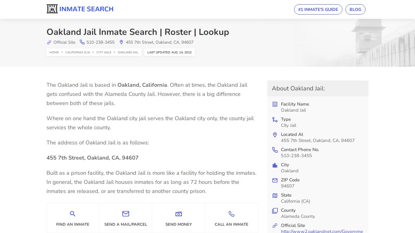 Oakland Jail Inmate Search | Roster | Lookup